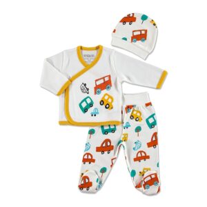 Vehicles Baby 3-Piece Bodysuit-Hat-Stocking Bottom